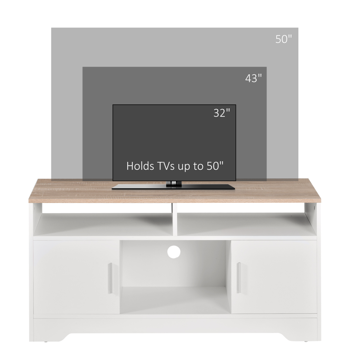 HOMCOM 42" White TV Stand with Cabinets & Shelves