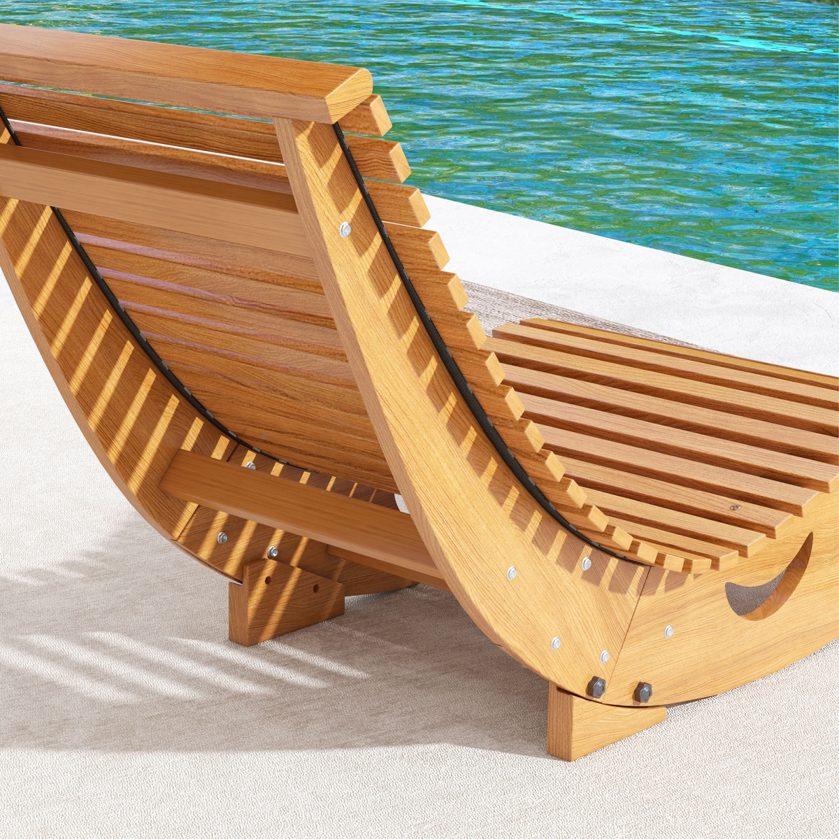 Outsunny Outdoor Wooden Rocking Chair with Slatted Seat, Teak