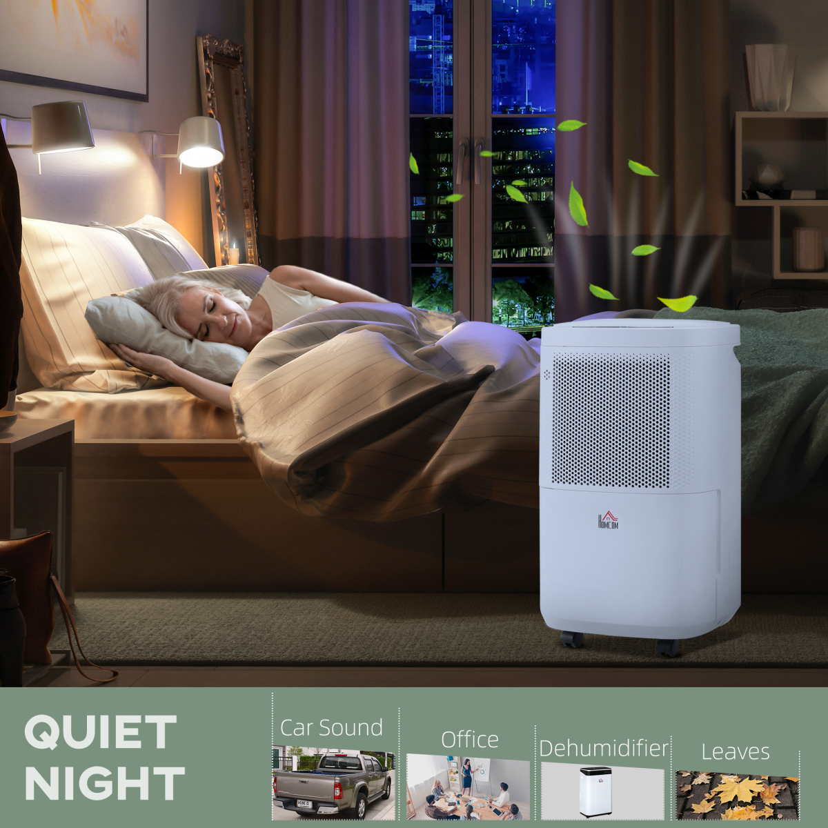 HOMCOM 10L/Day Portable Quiet Dehumidifier, 2.2L Tank, 2 Speeds, 4 Modes, 24H Timer, Home Laundry Room Moisture Removal