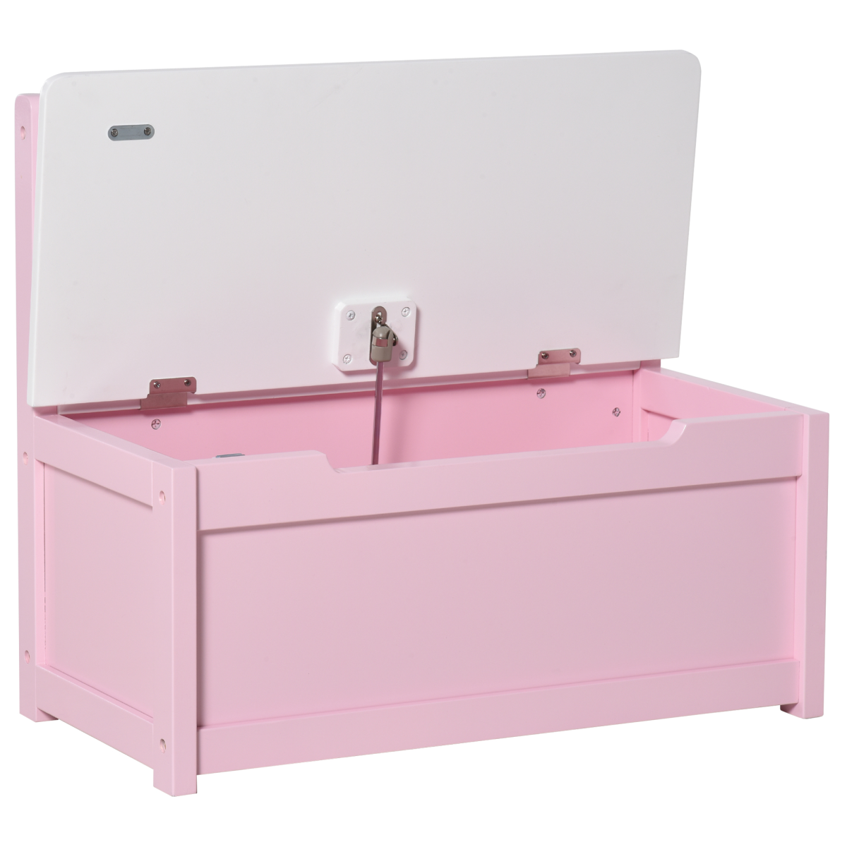 HOMCOM 2-in-1 Kids Wooden Toy Box Storage Bench with Seat, Backrest and Gas Stay Bar