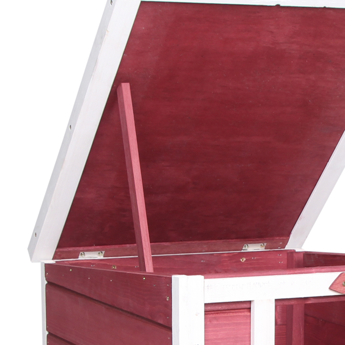 PawHut Wooden Rabbit Hutch with Front Ramp, Openable Roof and Locks, Red