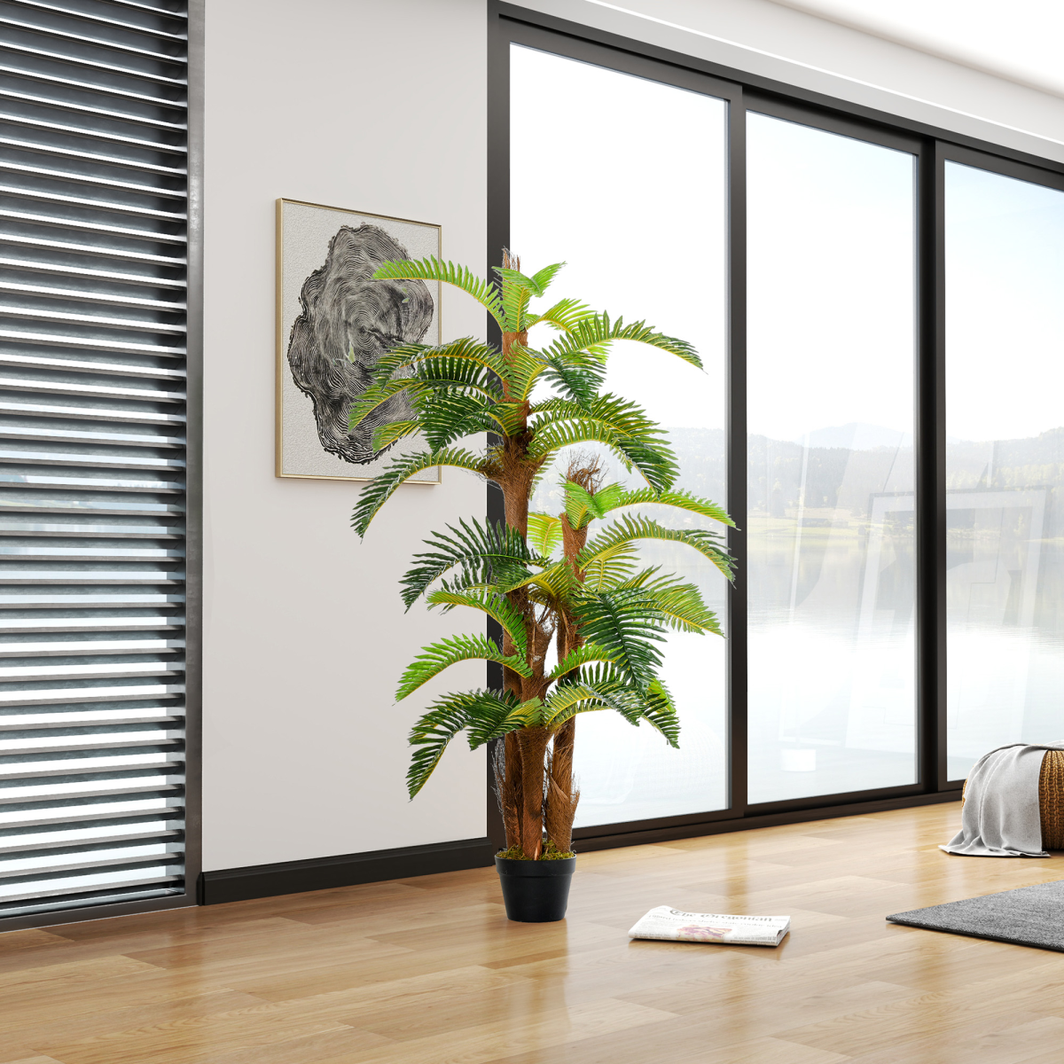 Outsunny Artificial Fern Tree with 36 Bendable Leaves and Cement-Filled Nursery Pot, 150cm