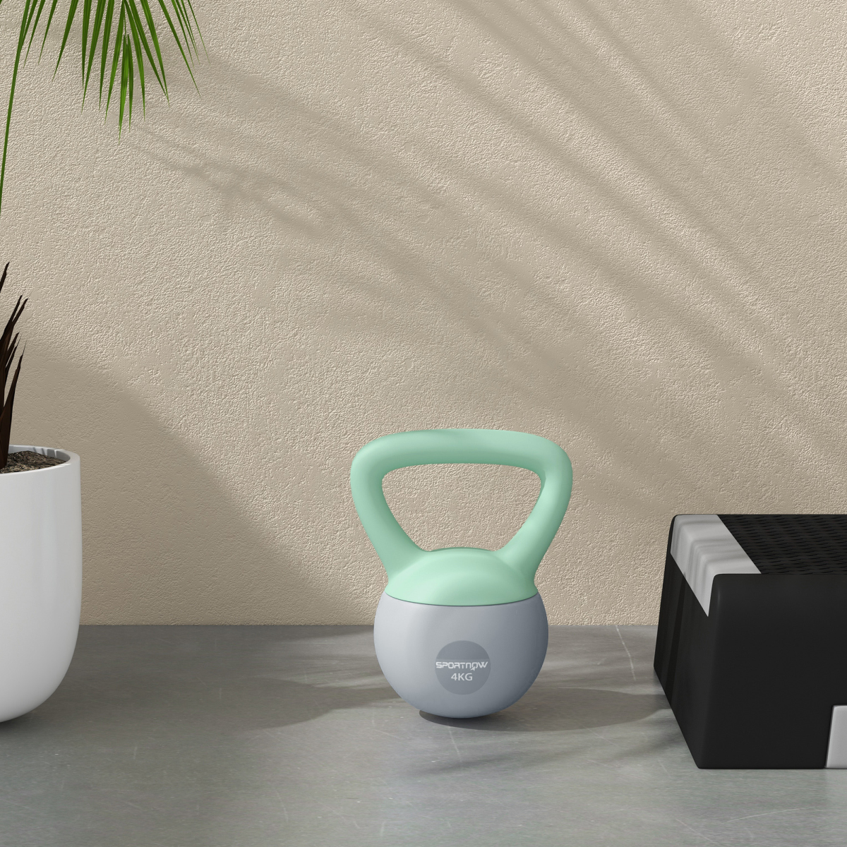 SPORTNOW 4kg Soft Body Kettlebell with Non-Slip Handle, Grey/Green