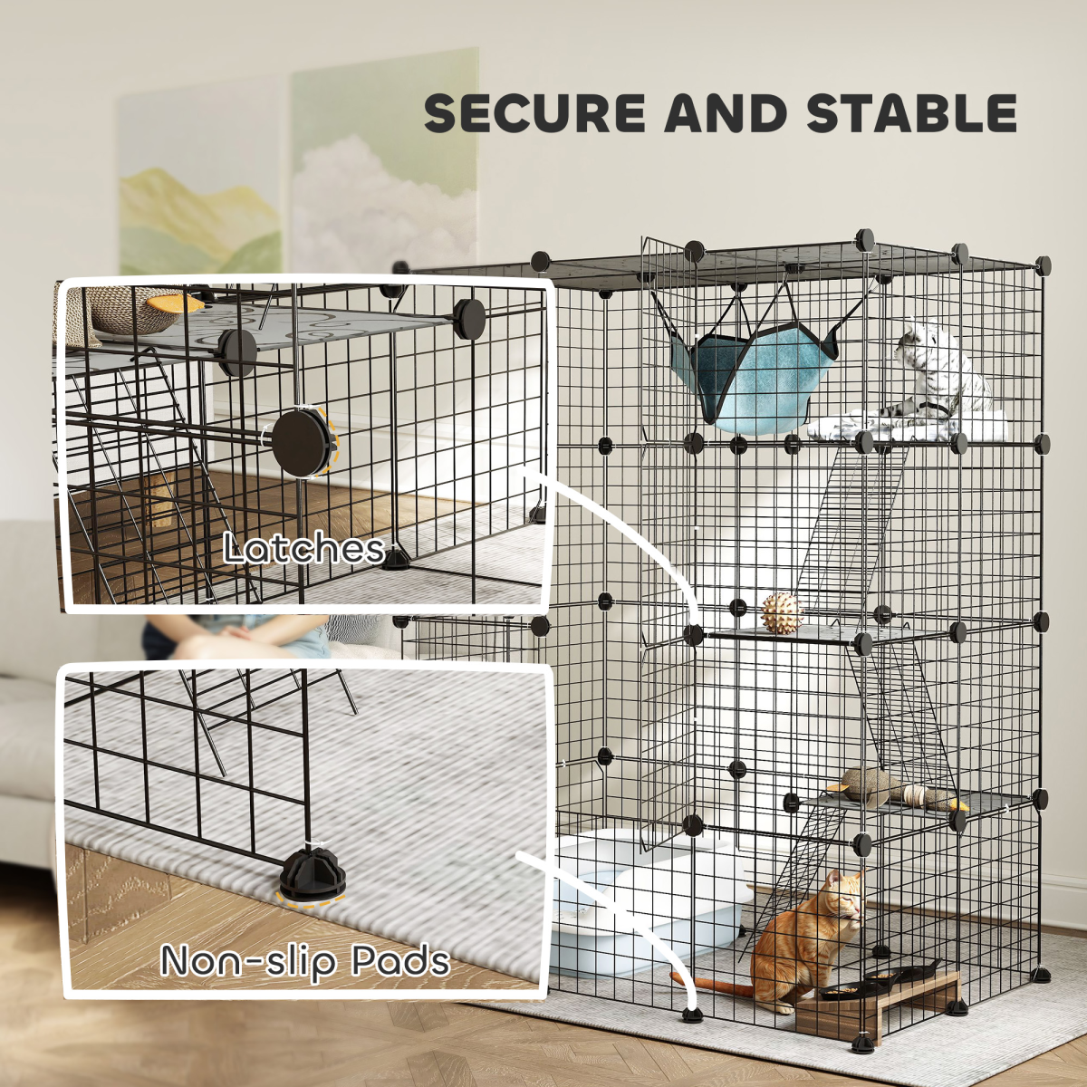 PawHut Four-Tier Customisable Cat Playhouse for Up to 3 Cats