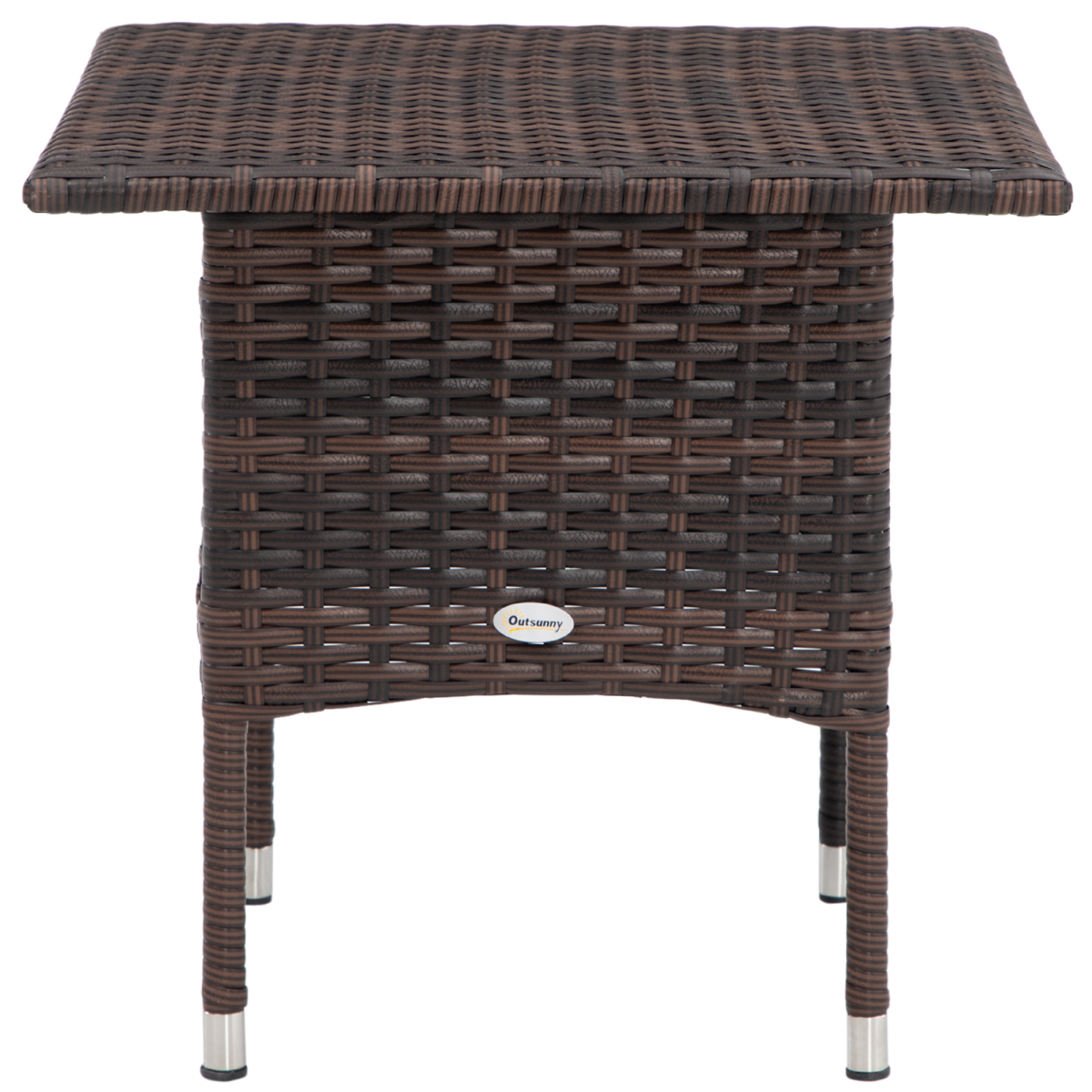 Outsunny PE Rattan Outdoor Coffee Table with Galvanised Steel Frame, Brown and Black