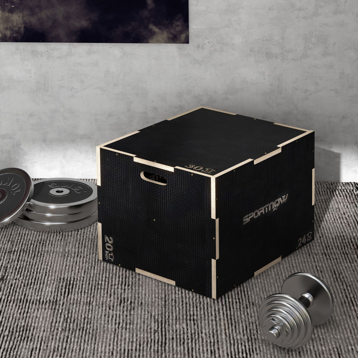 SPORTNOW Wooden Plyometric Jump Box, 3 Height Options for Home Gym