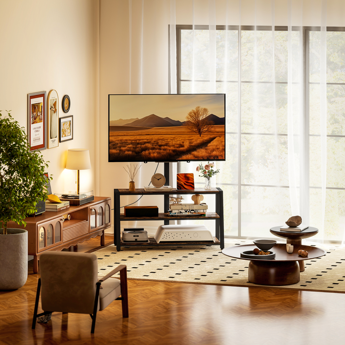 HOMCOM TV Stand with Swivel Bracket for 32-65 Inch TVs