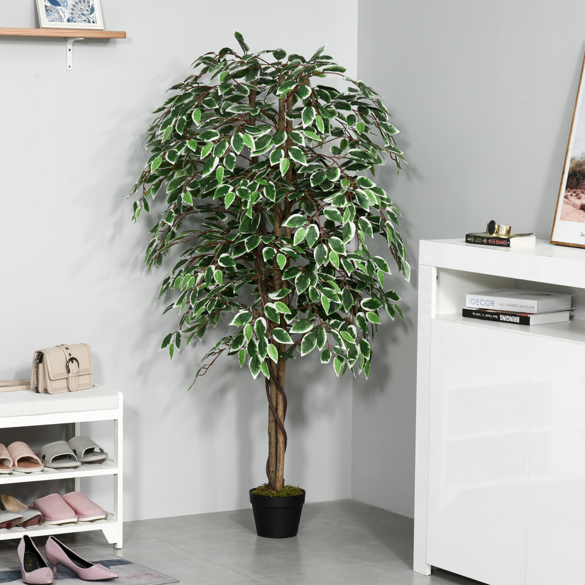 Outsunny Artificial Ficus Tree with Pot, 160cm
