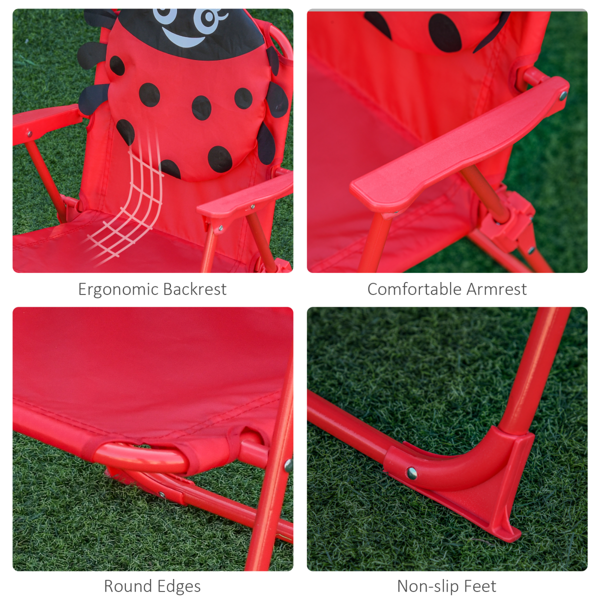 Kids 4-Piece Folding Picnic Table and Chair Set, Ladybird Parasol