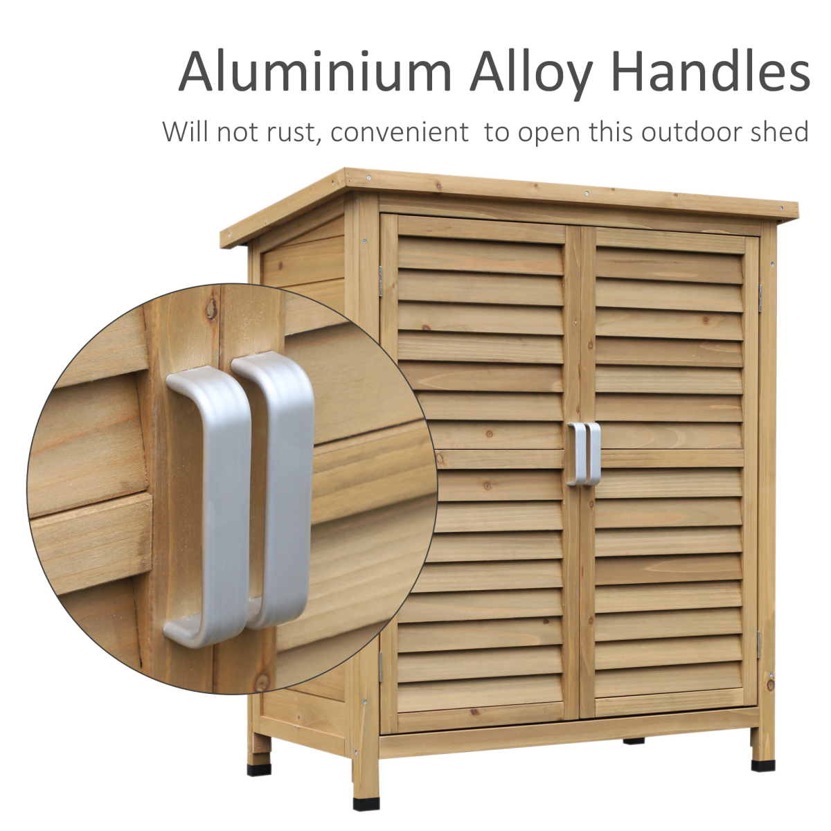 Outsunny Solid Fir Wood Garden Storage Cabinet with Shelves and Ventilated Doors