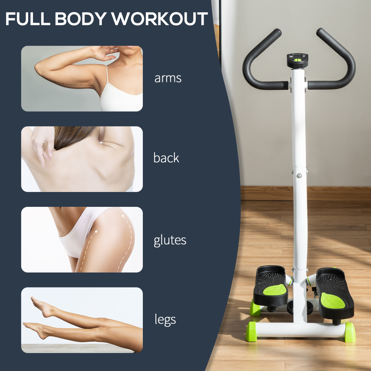HOMCOM Adjustable Stepper Aerobic Ab Exercise Machine with LCD Monitor and Handle