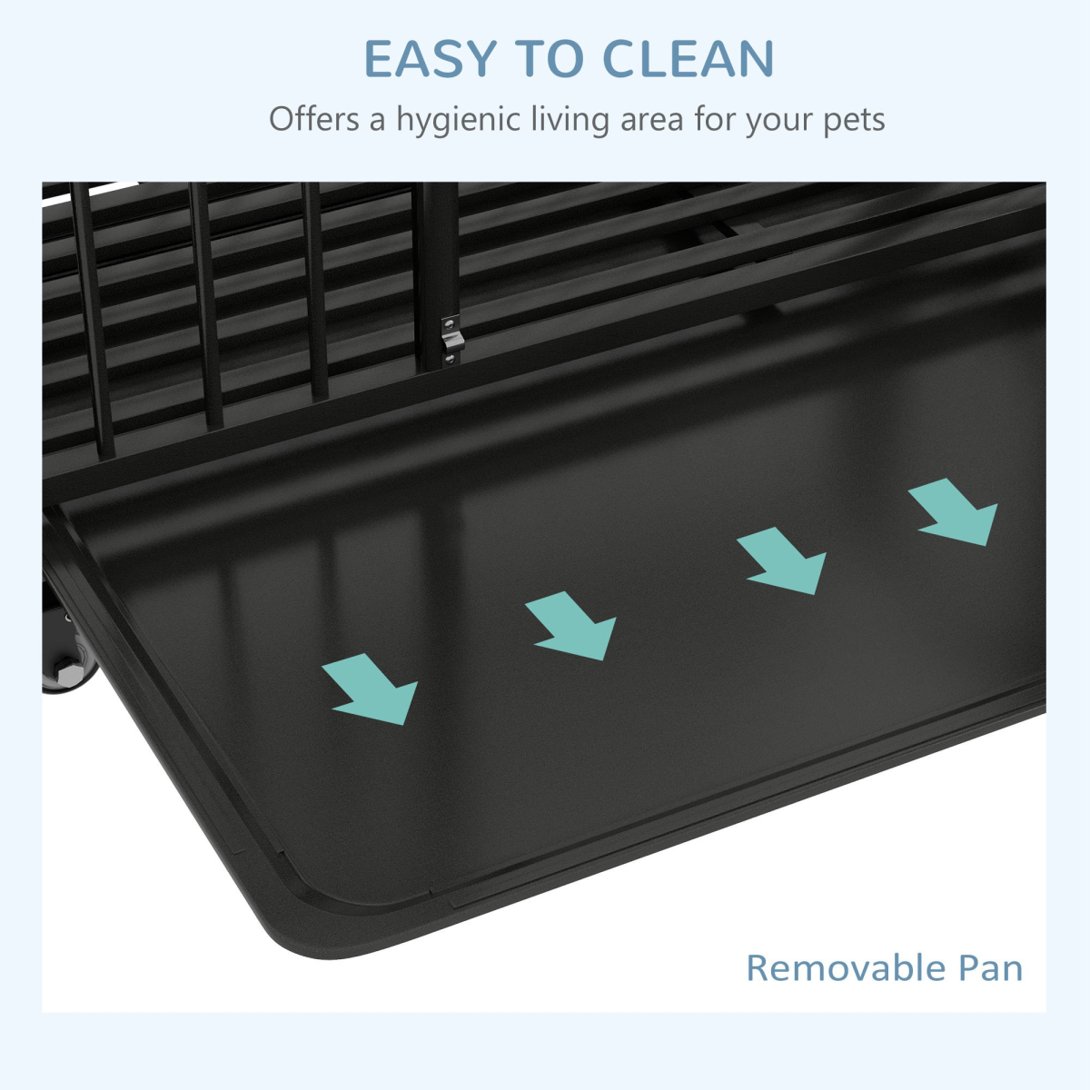 PawHut Foldable Heavy Duty Dog Crate with Locks, Tray & Wheels