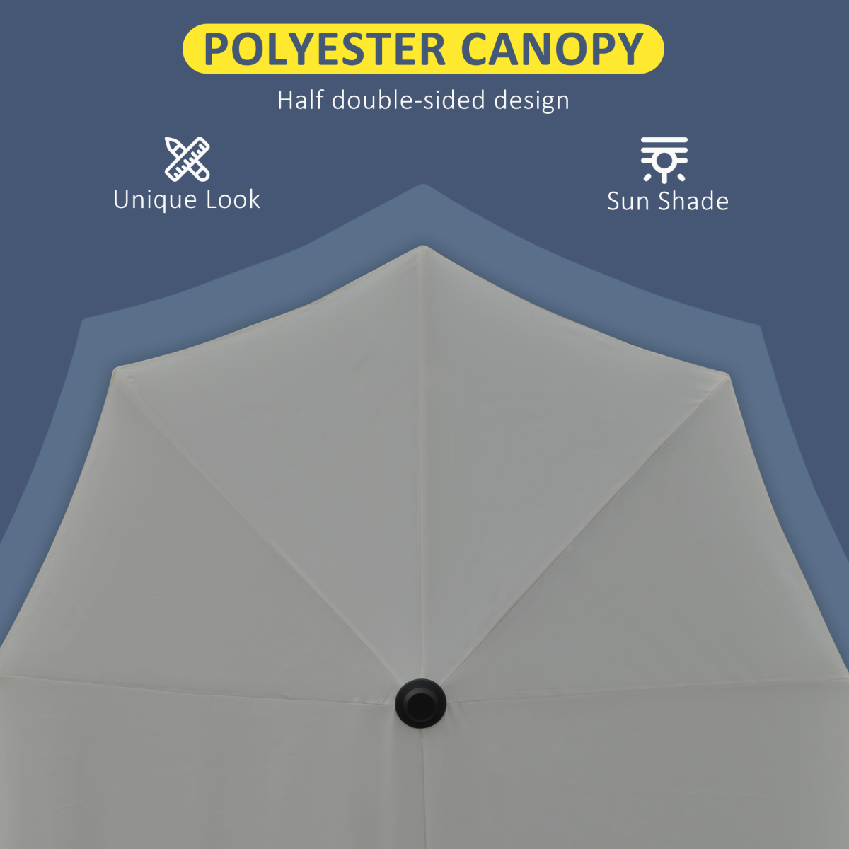 Outsunny 2m Half Garden Parasol Umbrella with Crank Handle, Dark Grey
