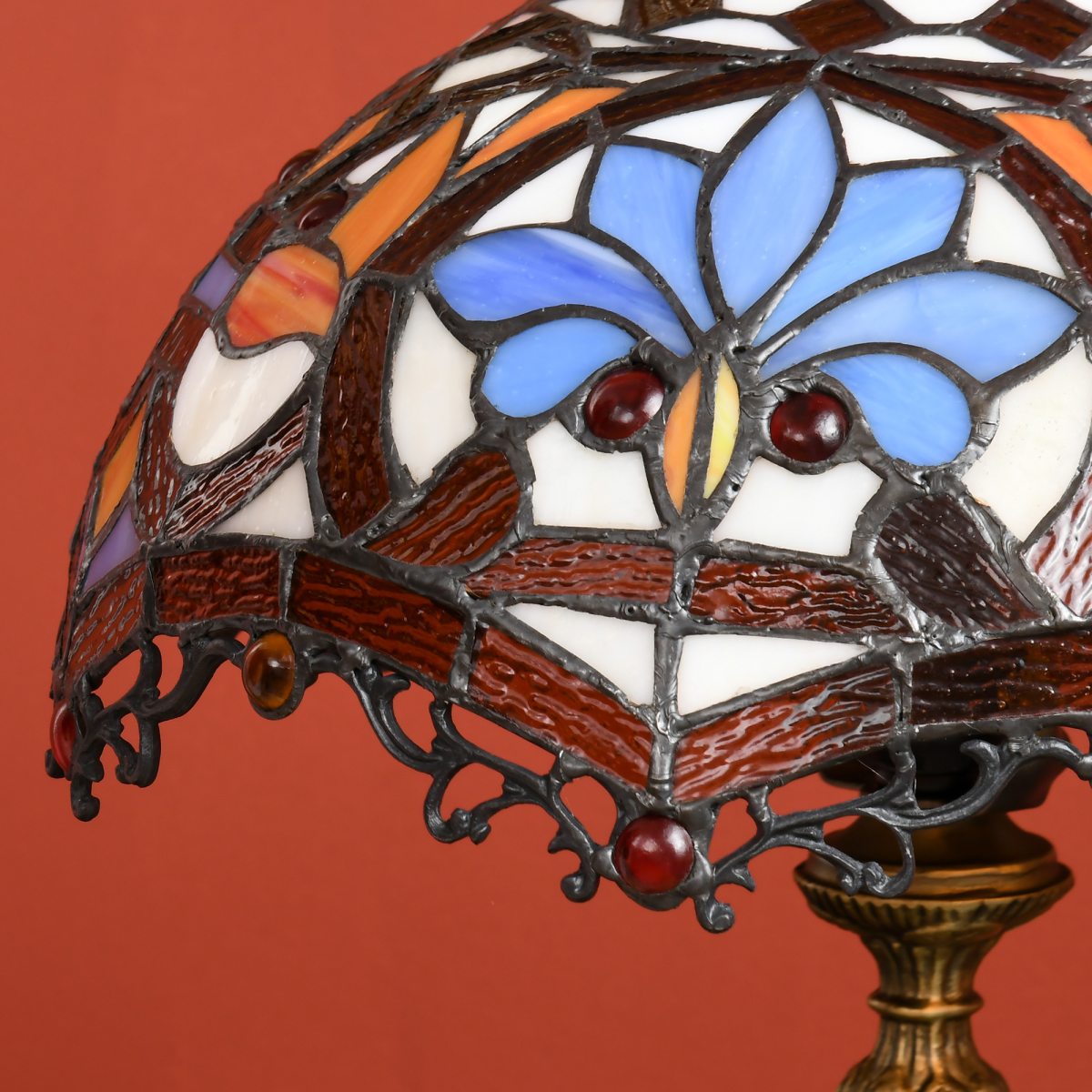 HOMCOM Stained Glass Table Lamp, Antique Sunflower Bedside Lamp, Multi-Colour, E27 Bulb Not Included