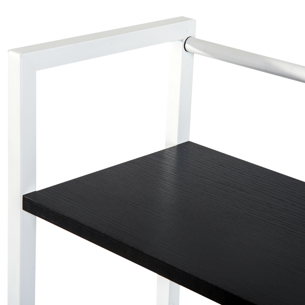 HOMCOM Computer Workstation Desk with 4-Tier Bookshelf, Metal Frame, White/Black Colour