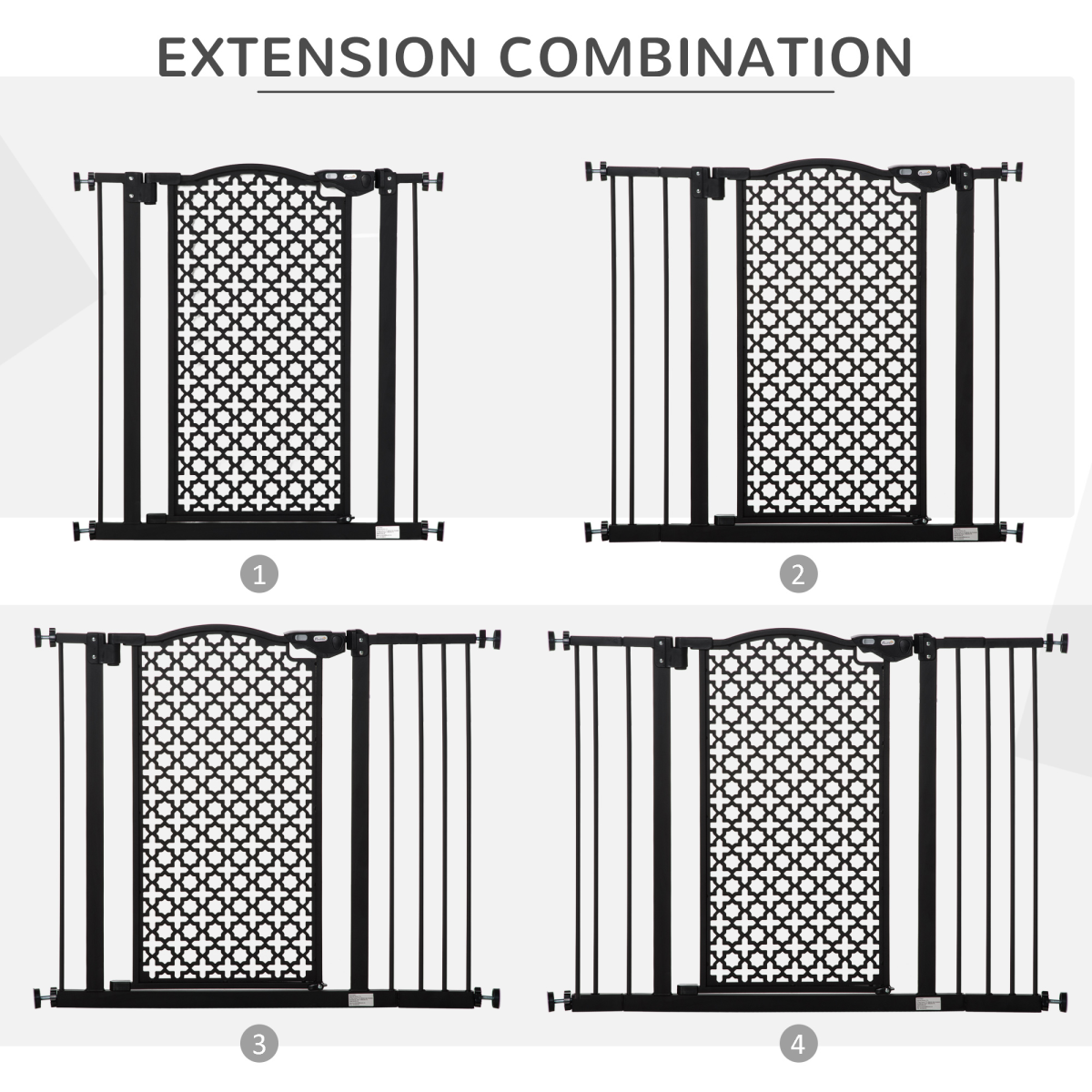 Pet Safety Gate 74-105 cm Pressure Fit Stair Gate with Double Locking, Automatic Closing, Steel Frame, Black