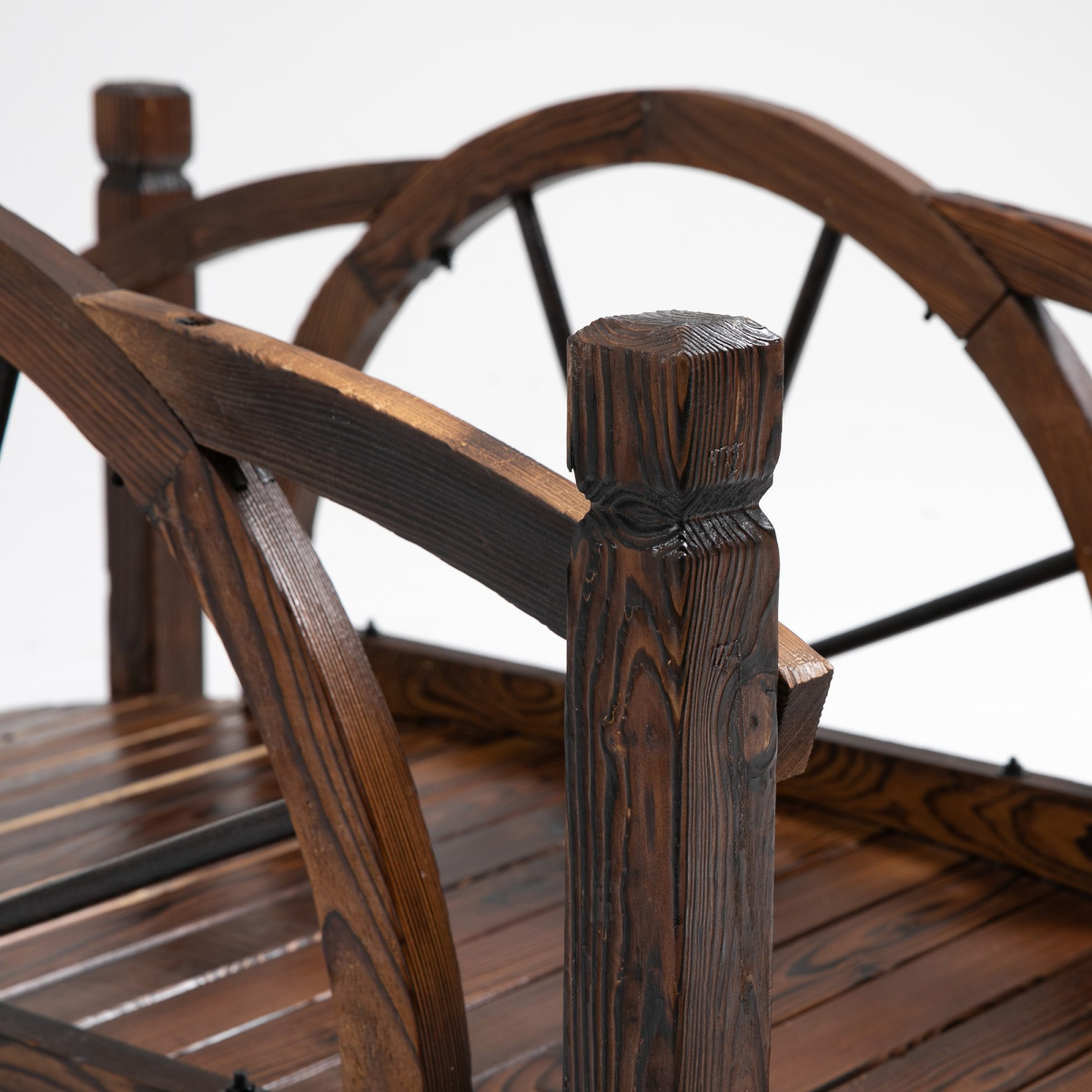 Outsunny Wooden Arched Garden Bridge with Safety Rails, Decorative Outdoor Footbridge