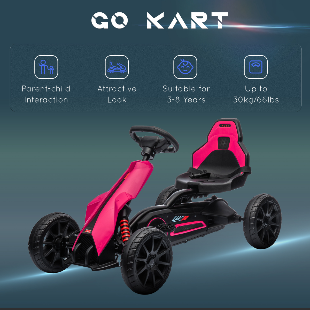 HOMCOM Kids Pedal Go Kart with Adjustable Seat & Handbrake