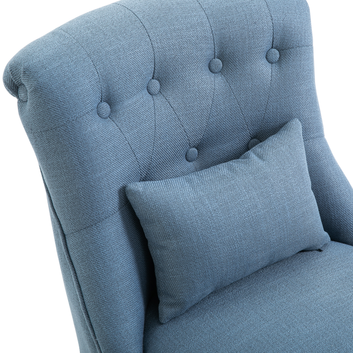 HOMCOM Retro Linen-Look Upholstered Accent Chair with Pillow, Wooden Legs