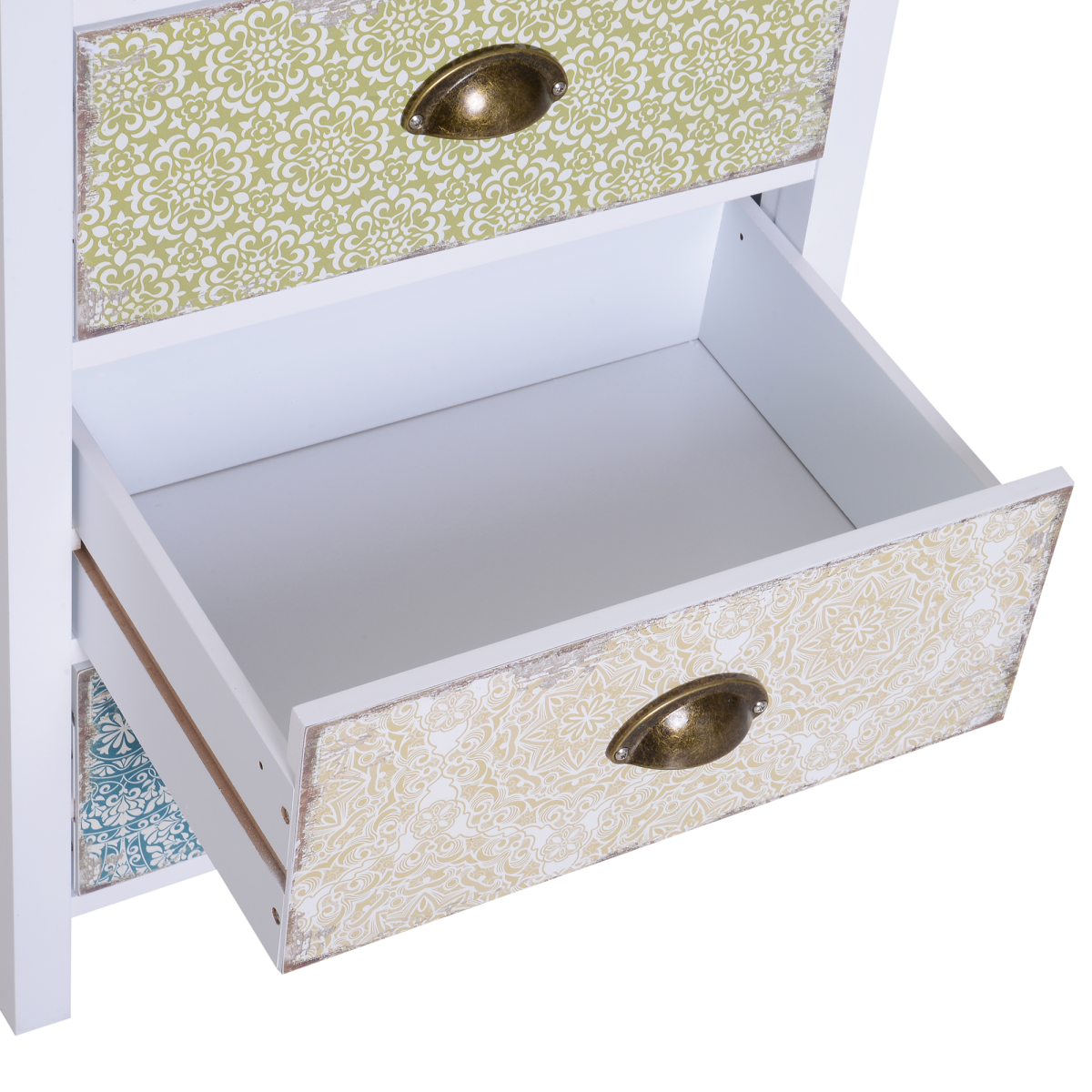 HOMCOM 5 Drawer Vintage Style Storage Chest Dresser, White Wood Effect, Entryway Bedroom Bedroom Storage Cabinet