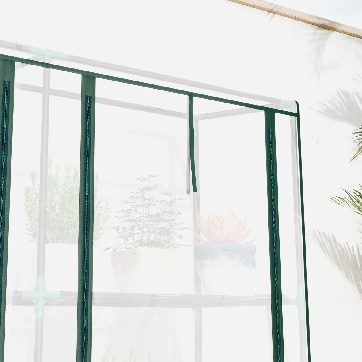 Outsunny 3-Tier Lean-to Mini Greenhouse with Clear Plastic Cover