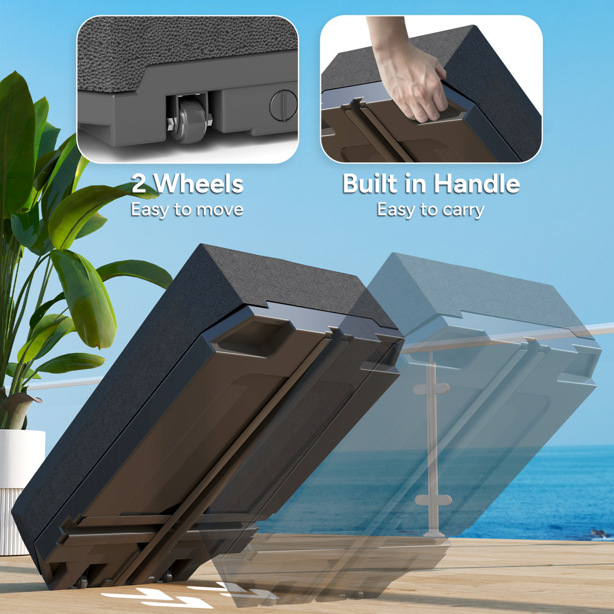 Outsunny Cantilever Parasol Base for Banana Parasol w/ Wheels Water Sand Filled
