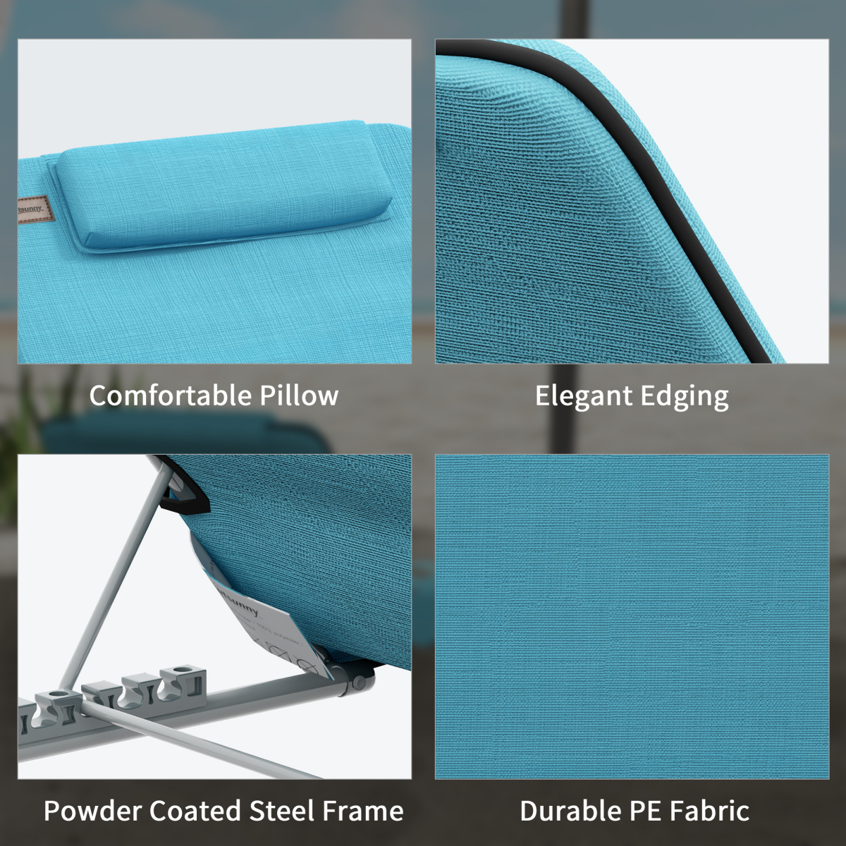Outsunny 2-Piece Outdoor Beach Mat Steel Reclining Chair Set with Backrest