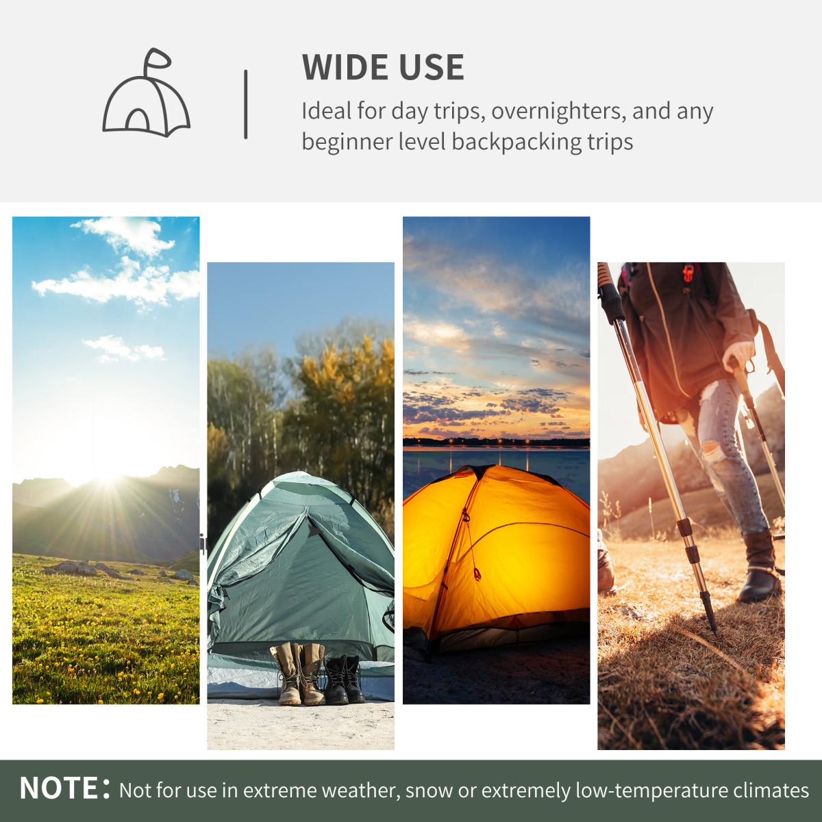 Outsunny Compact Camping Tent with Vestibule & Mesh Vents for Hiking Blue