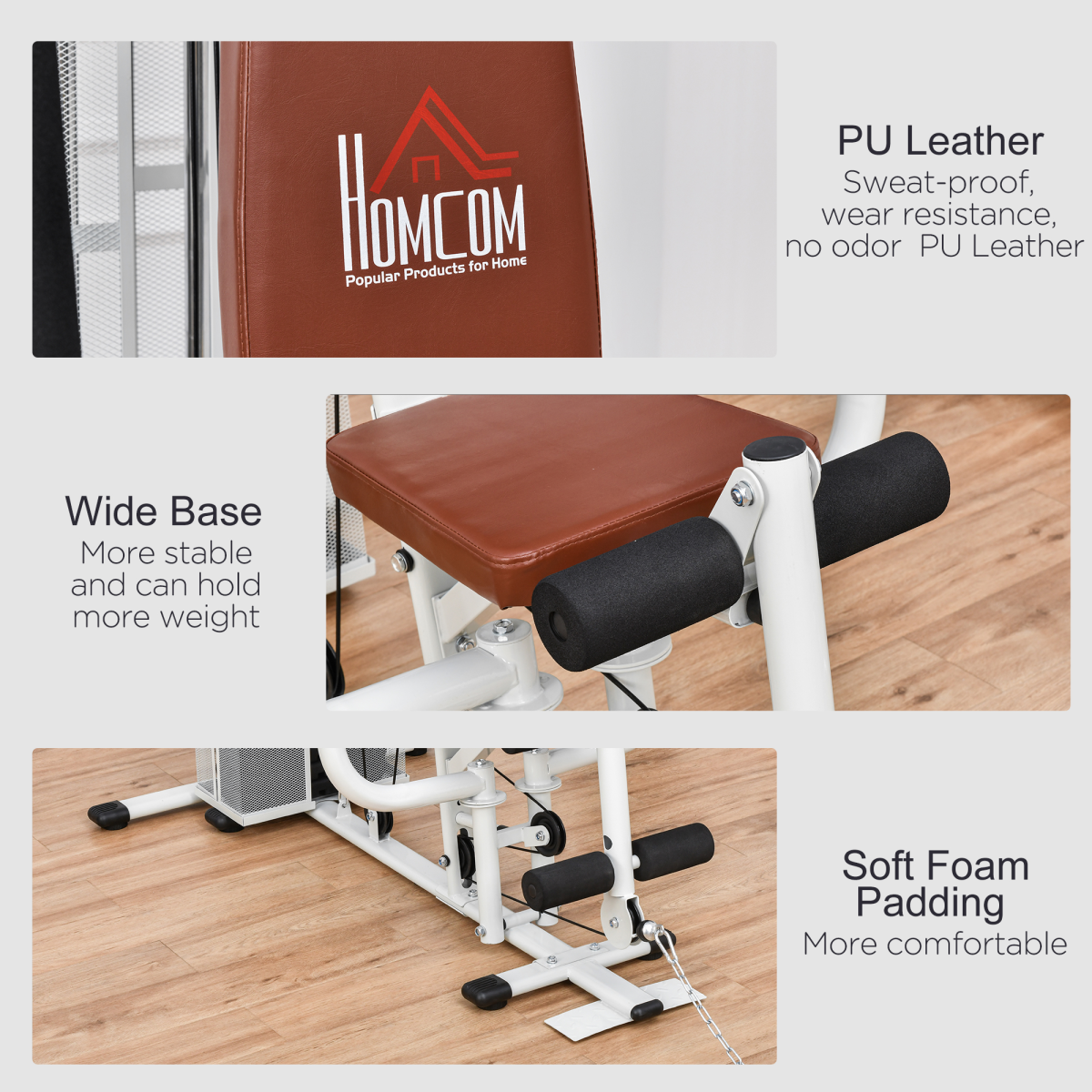 HOMCOM 45kg Multifunction Home Gym Weight Training Station, White