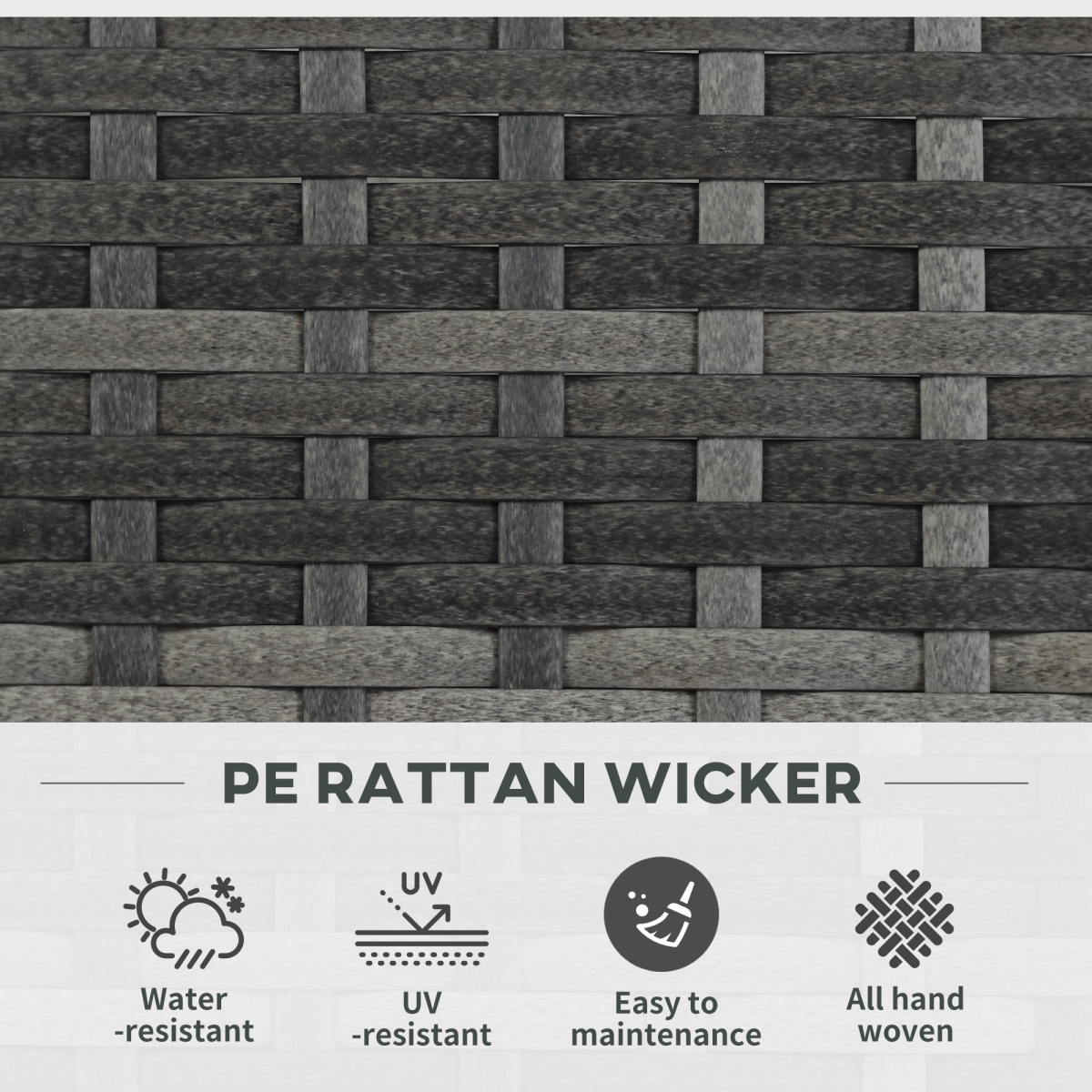 Outsunny Garden Raised Planter Box with Trellis, PE Rattan, 57 x 30 x 107 cm, Mixed Grey and Black