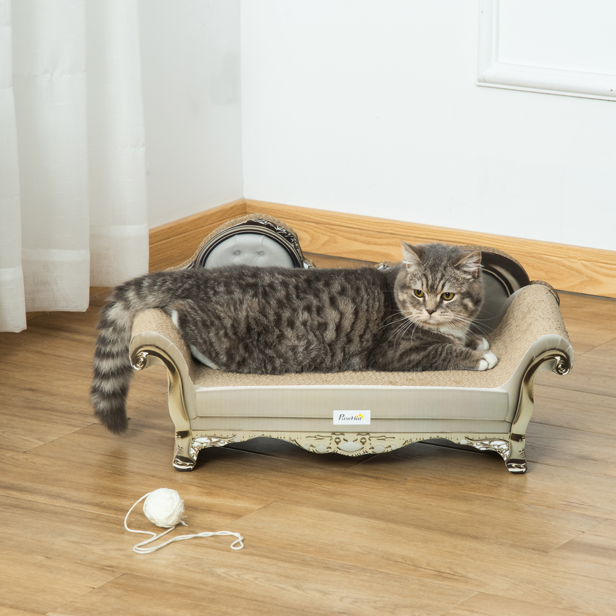 Cat Scratching Bed Sofa with Catnip, Retro Style, No Assembly
