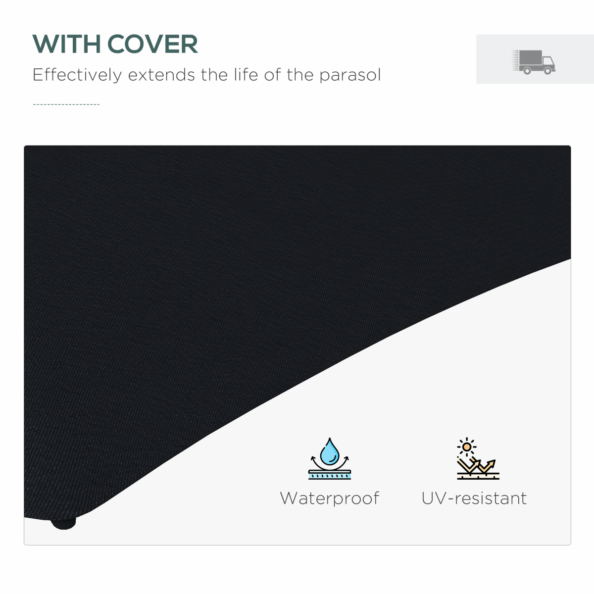 Outsunny 3m Cantilever Garden Parasol Umbrella with Solar LED Lights, Cover and Cross Base, Black