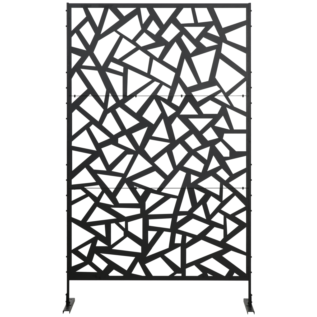 Outsunny Black Steel Garden Partition Screen, Freestanding Outdoor Decorative Divider, Irregular Figure Design, Includes Expansion Screws