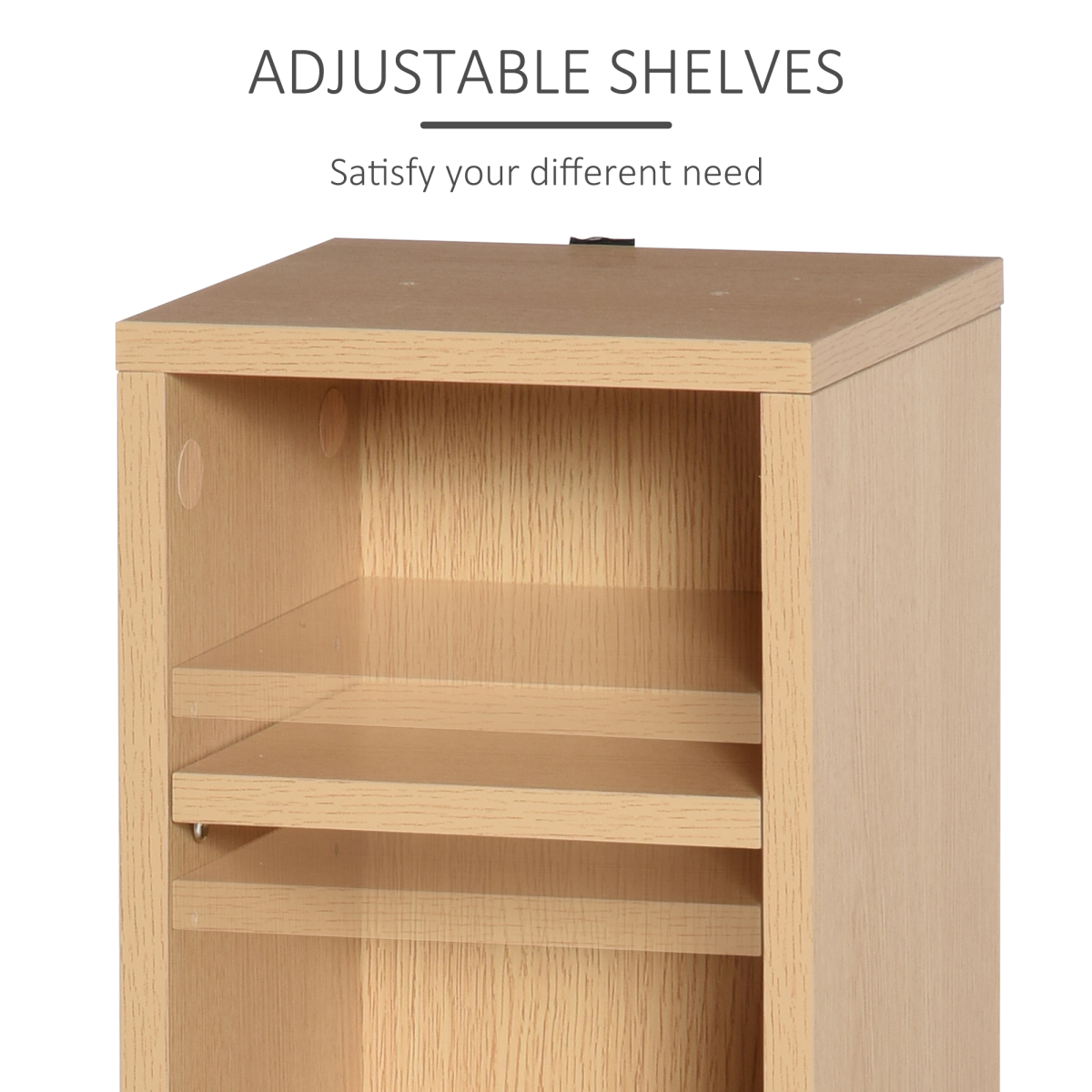 Set of 2 Adjustable CD Media Display Tower Racks, Wood Color