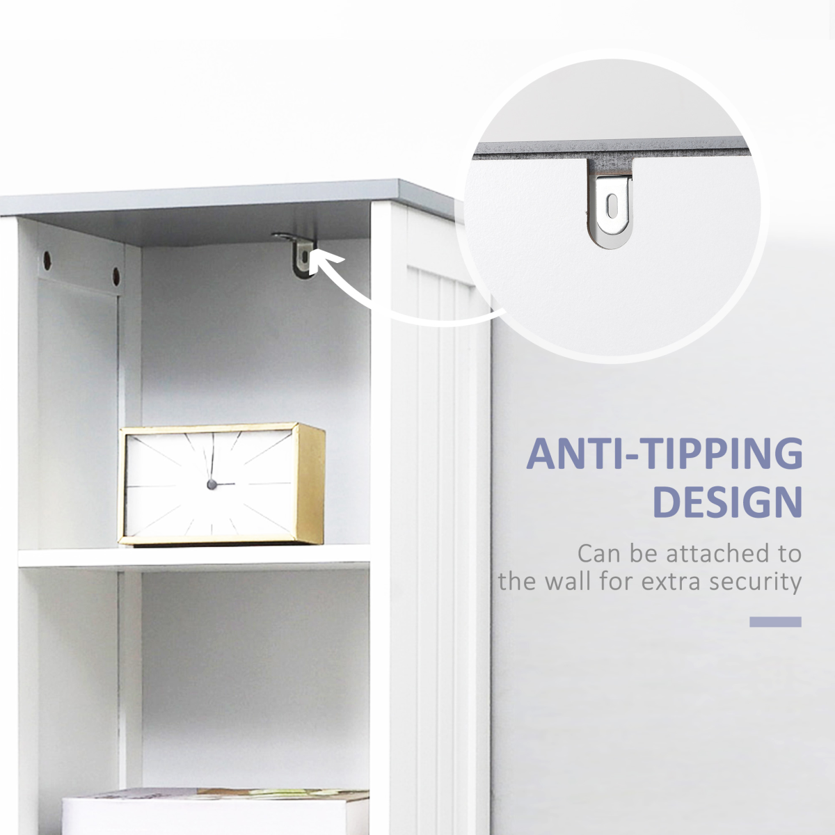 kleankin Tall Slim Freestanding Bathroom Storage Cabinet with 3 Shelves, Drawer and Cupboard, White