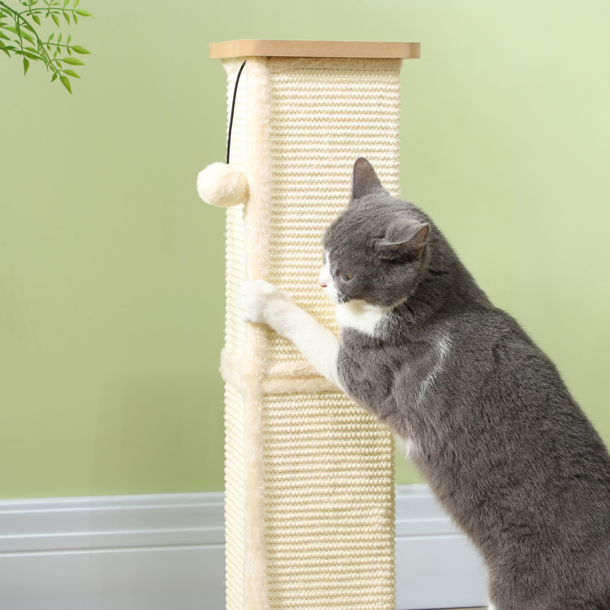 PawHut 67cm 3-in-1 Cat Scratching Post with Sisal & Track Ball Toy