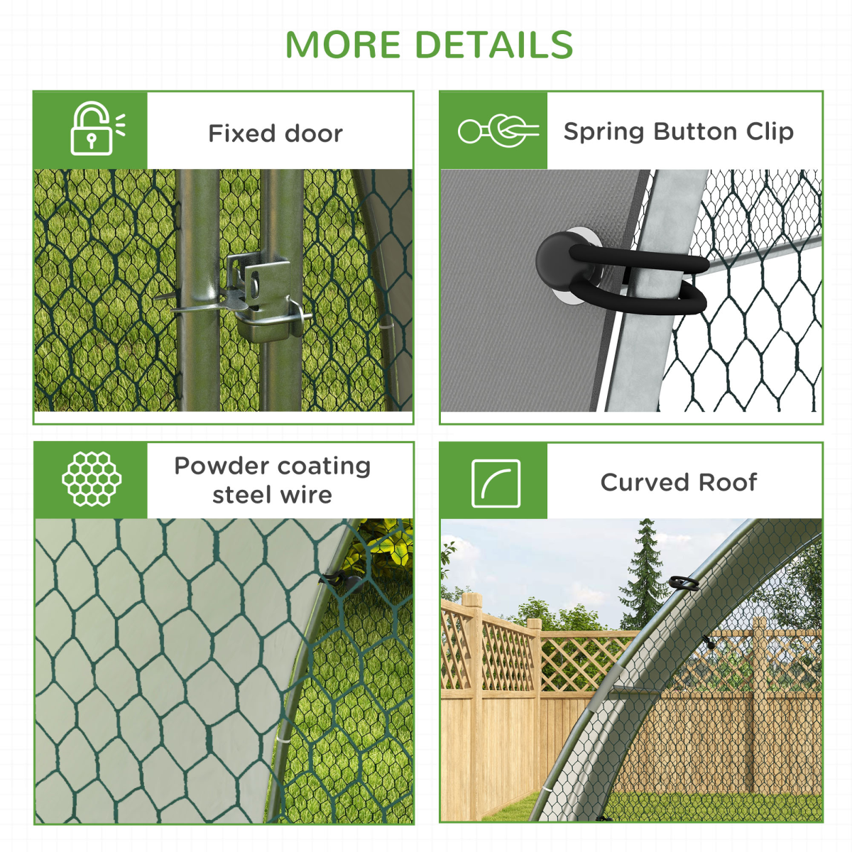 PawHut Walk-In Chicken Run with Cover for 4-6 Chickens