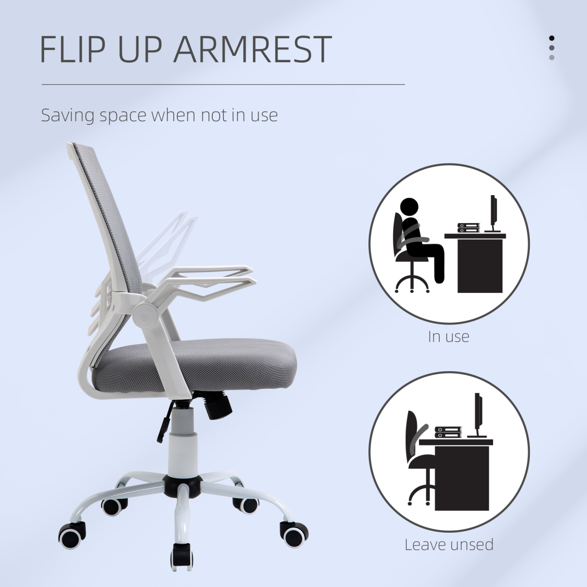 Grey Mesh Swivel Office Chair with Lumbar Support, Adjustable Home Office Task Chair, Grey/White, Unbranded