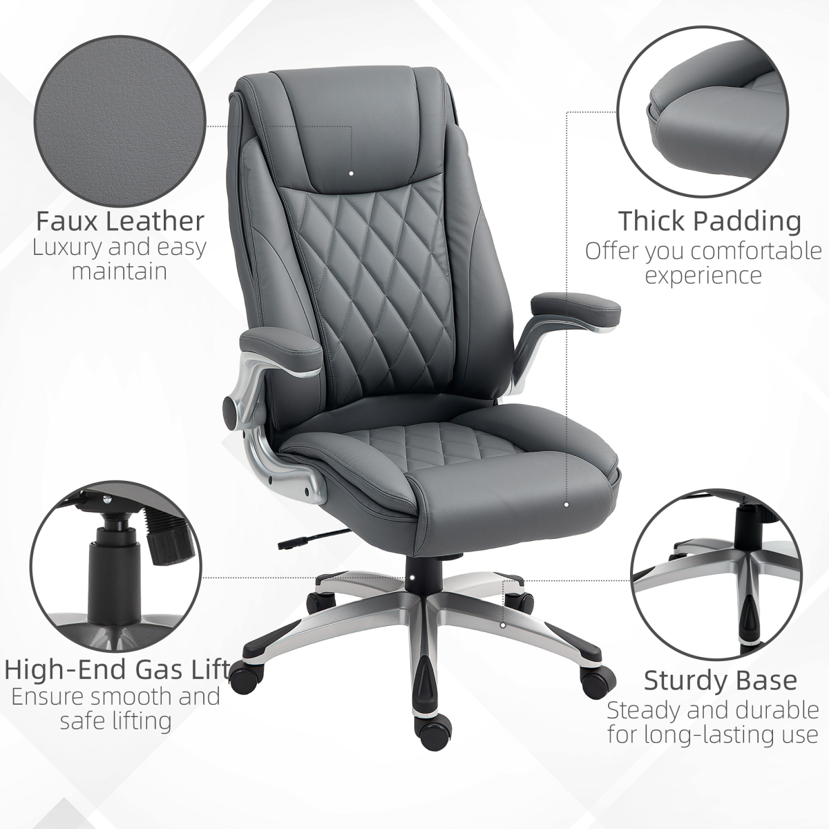 Vinsetto High Back Swivel Executive Office Chair, Dark Grey
