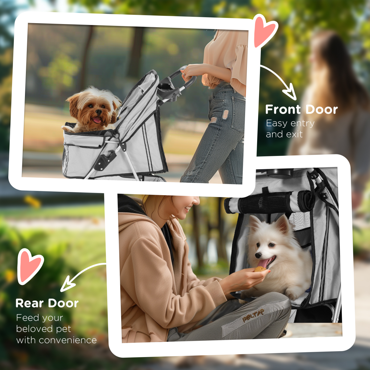 3-Wheel Pet Stroller Pushchair Carrier for Cats and Small Dogs, Grey