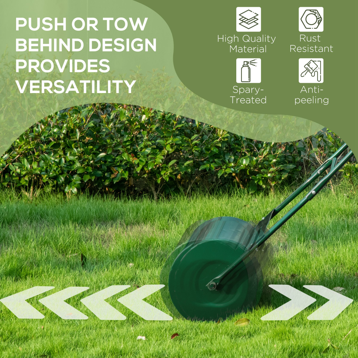 Outsunny Metal Lawn Grass Roller with Black Rubber Handle, 40L Water or Sand Capacity