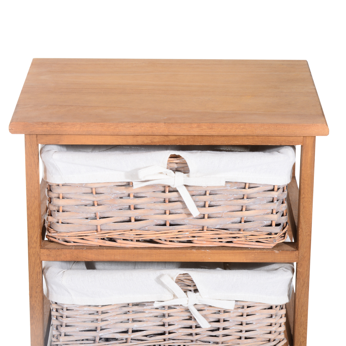 HOMCOM 5-Drawer Wooden Storage Unit with Wicker Woven Baskets and Removable Liners