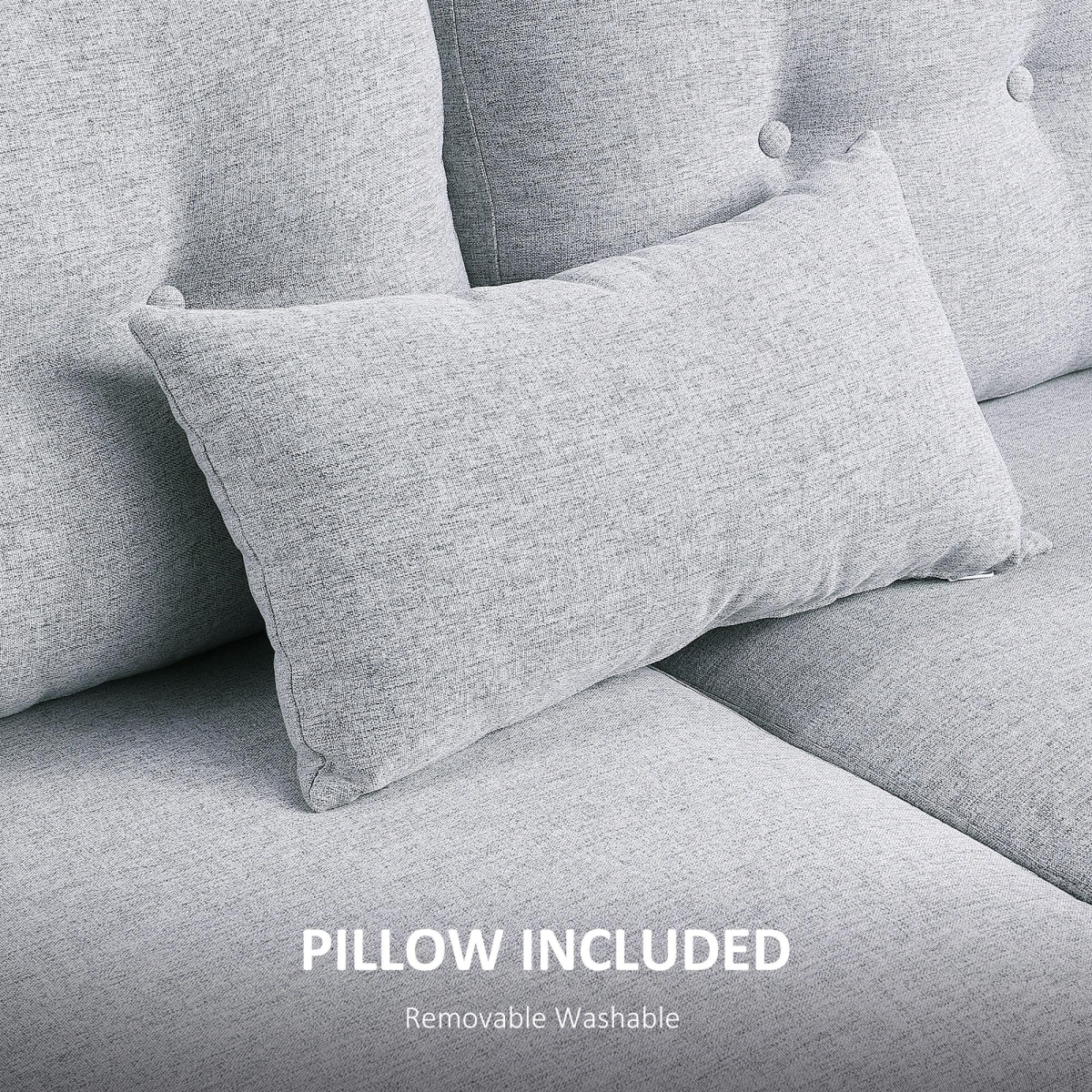 Modern 2-Seater Loveseat with Armrests and Linen Upholstery