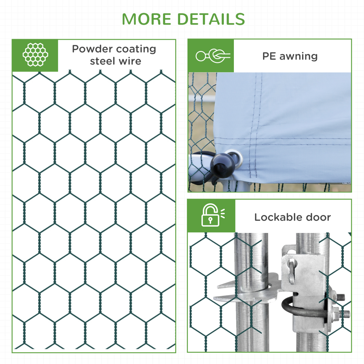 Large Galvanized Walk-In Chicken Run with Cover, 3 x 4 x 2 m, for Chickens, Rabbits and Ducks