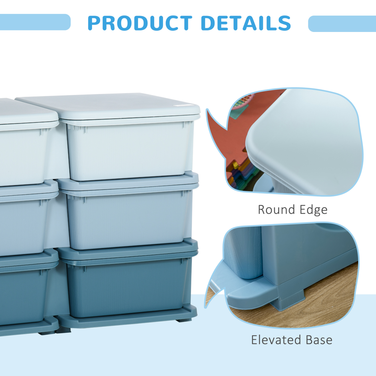 HOMCOM Kids Toy Storage Unit with 6 Drawers, Blue
