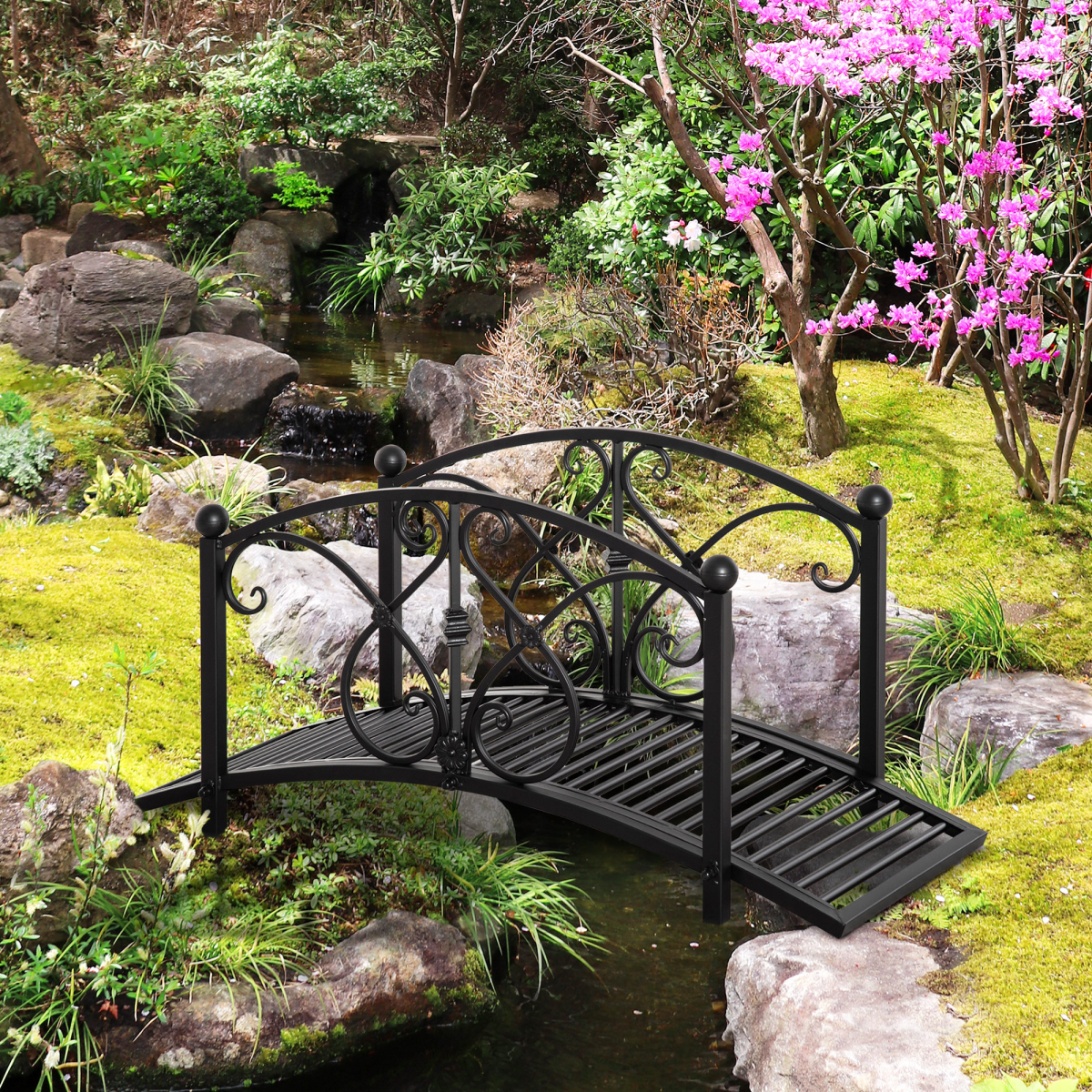 Outsunny Arched Decorative Garden Bridge with Safety Rails