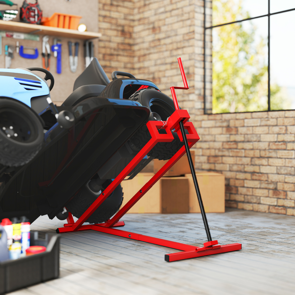 HOMCOM Foldable Steel Lawn Mower & ATV Maintenance Lift, 400 kg