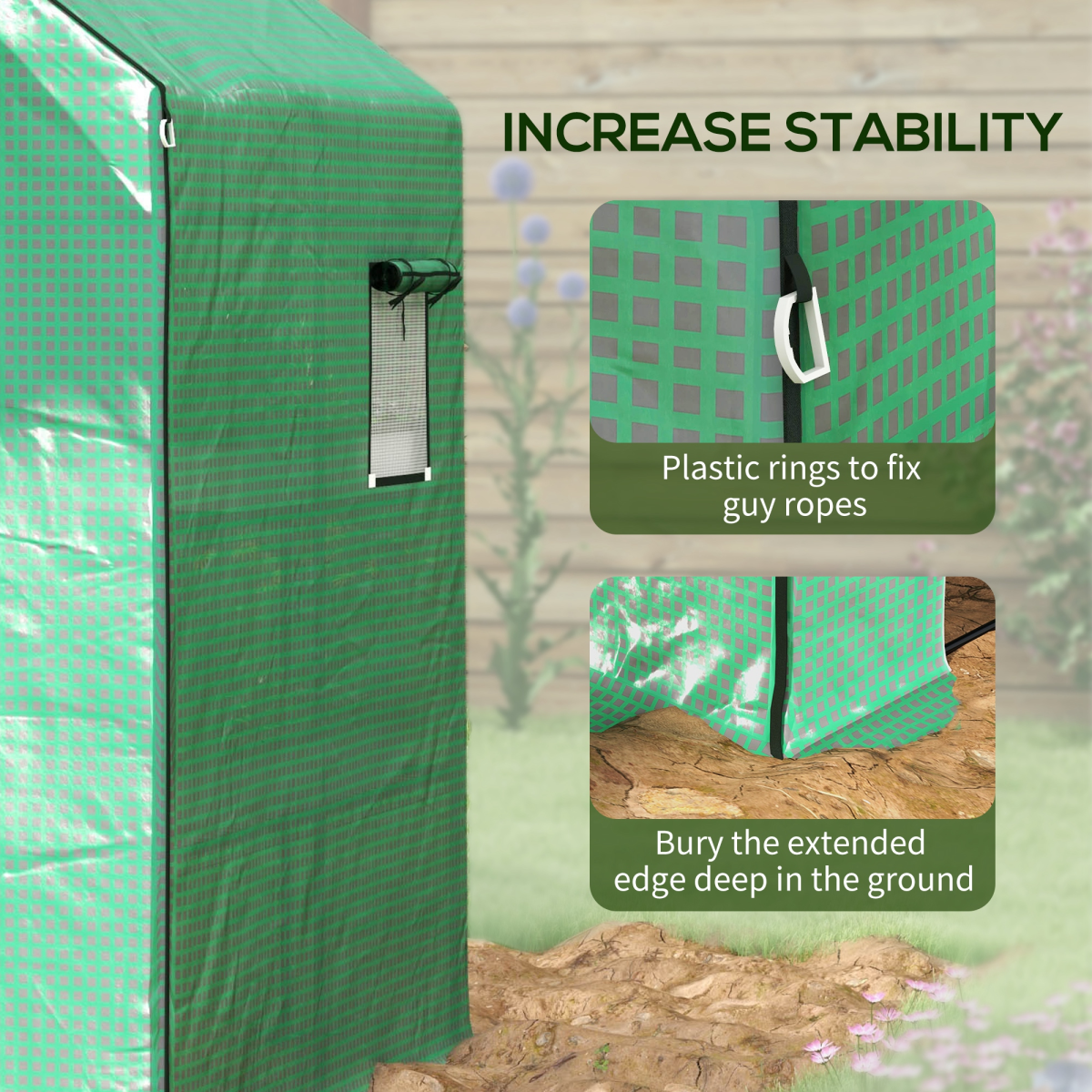 Outsunny Walk-in Greenhouse Replacement Cover with Door and Mesh Windows, Green, for 845-510