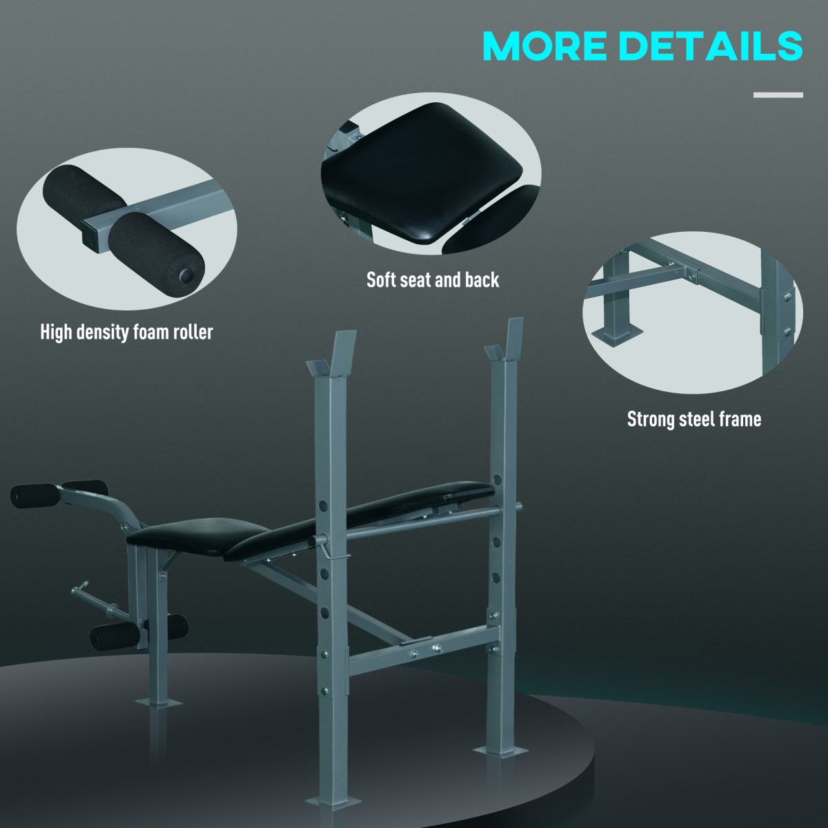 Adjustable Multi Gym Weight Bench with Adjustable Barbell Rack for Chest, Leg and Abs Training