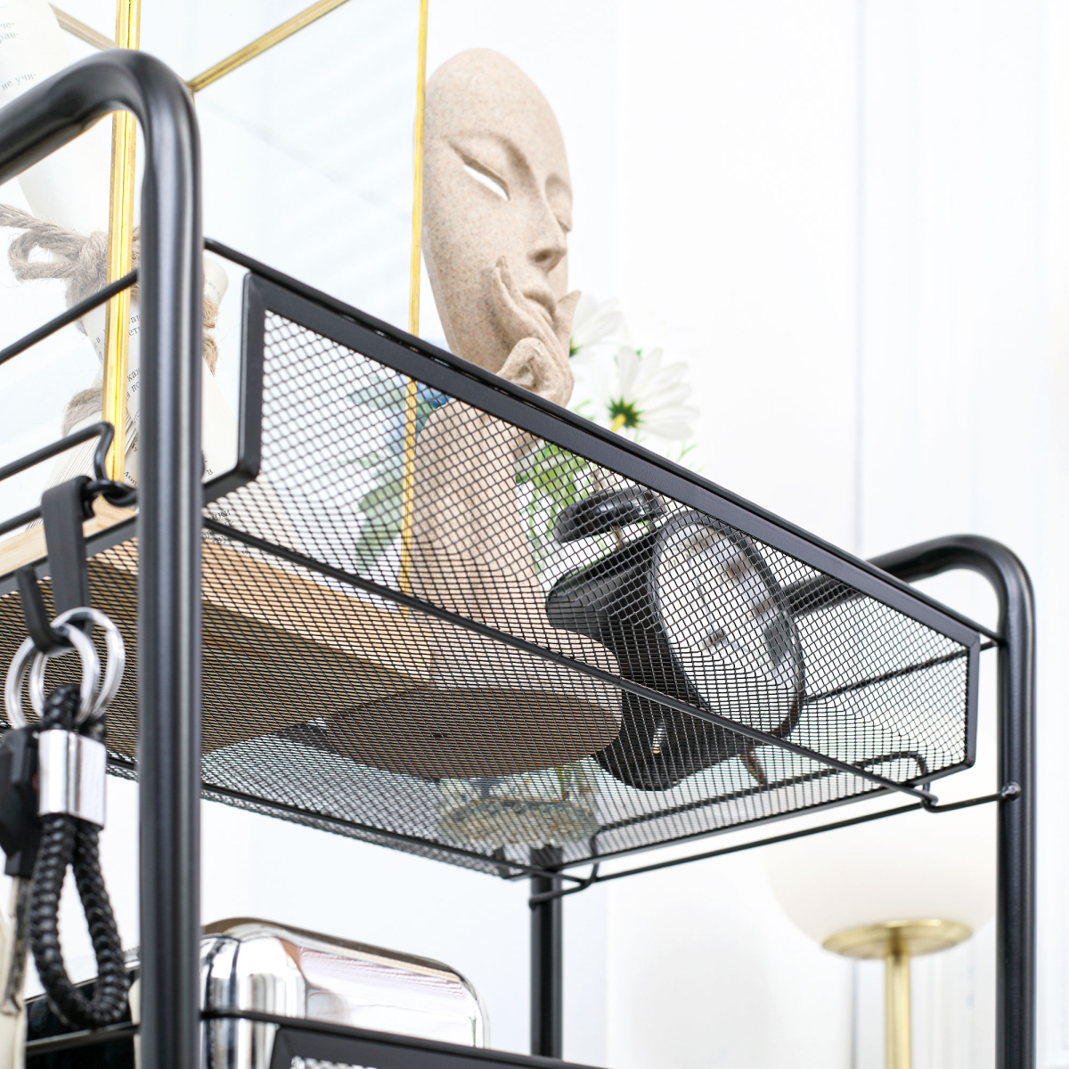 HOMCOM 5-Tier Rolling Utility Cart with Removable Mesh Baskets, Black